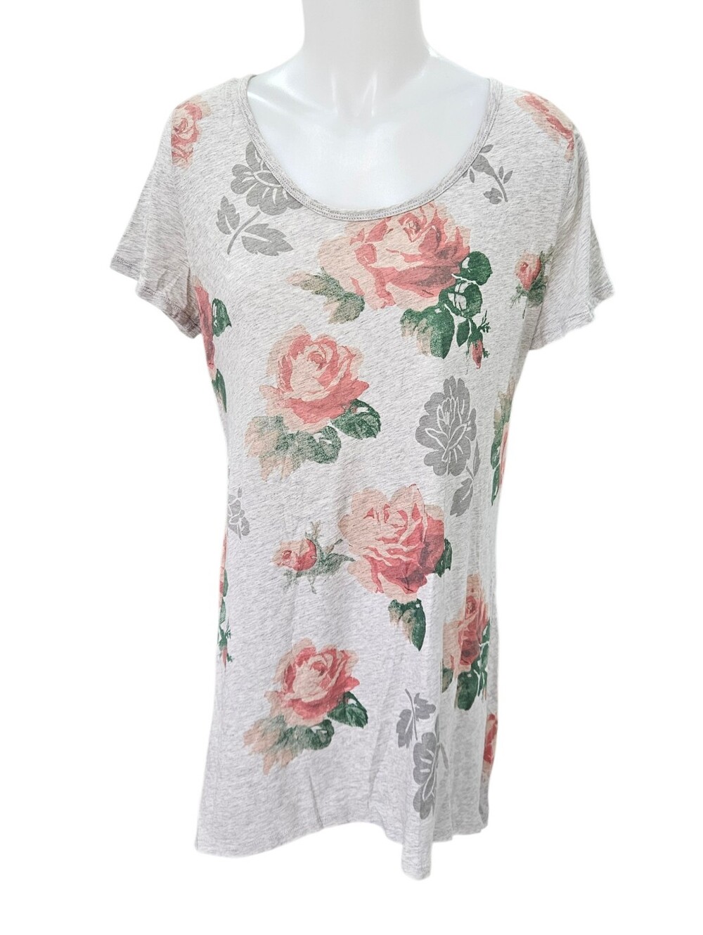 4 Love and Liberty Johnny Was Rose Floral Gray Top Sheer Lace Open Back Sz S